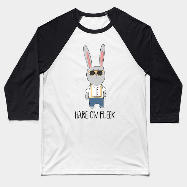 Hare On Fleek- Cute Rabbit Gift Baseball T-Shirt by Dreamy Panda Designs